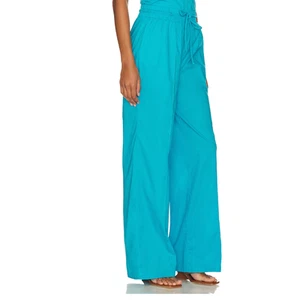 Lovers + Friends Cerulean Blue Baggy Wide Leg Pant MEDIUM Drawstring $158 NEW - Picture 1 of 8