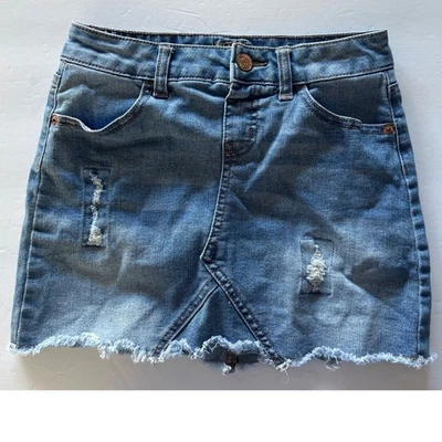 Falda Justice Distressed lavado medio flecos niñas talla 10 Foto 1 de 4