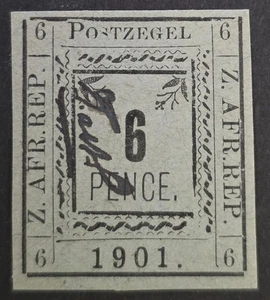PIETERSBURG SOUTH AFRICA 1901 Como Nuevo Bisagras 6d Negro y Verde Tipo Sin Marcar - Imagen 1 de 2