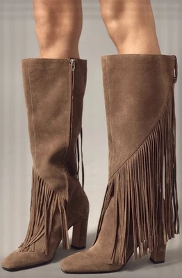 Anthropologie Dolce Vita Giano Gamuza Flecos Botas Altas Oliva Taupe 7 NUEVAS Foto 1 de 4