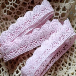 GALON FINE DENTELLE FESTON VAGUE COTON ROSE ** 20 mm ** au mètre - POUPÉE - D22 - Picture 1 of 2
