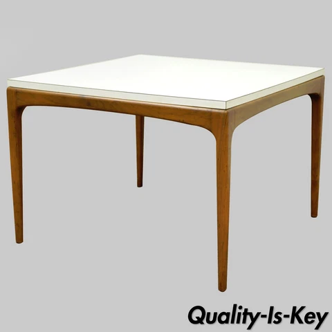 Vintage Mid Century Modern Walnut & Laminate Square Coffee Table Danish Style Cover