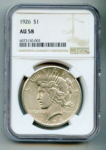 1926 Peace Silver Dollar NGC AU 58