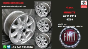 4 llantas Minilite 13 4x98 Fiat X1/9 124 127 128 500 600 uno panda 4x4 ruedas - Imagen 1 de 12