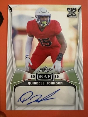 2023 LEAF DRAFT QUINDELL JOHNSON ROOKIE/RC AUTO #BAQJ1 - Image 1 of 2