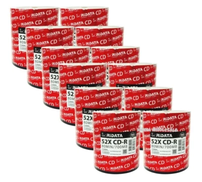 1200 RIDATA Blank 52X CD-R CDR Branded Logo 700MB Recordable Media Disc 12x100pk - Image 1 of 4