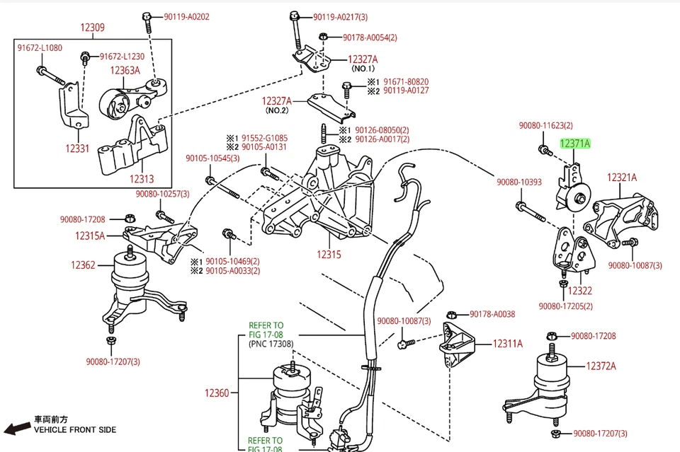 Montaje de motor trasero Toyota Sienna 2004-2010 3,3 L genuino OEM OE Foto 1 de 1