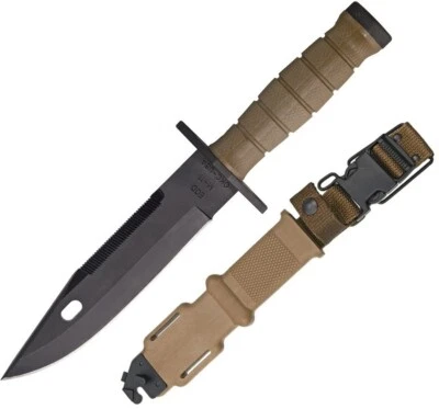 Ontario M11 EOD Fixed Knife 7.13" Black Coated 420 Steel Blade Tan Rubber Handle - Image 1 of 3