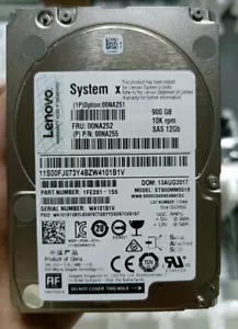00na251 Lenovo 900gb 10k SAS 12 Gbps 2.5in g3hs 512e hard drive 00na252 - Picture 1 of 2