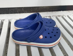 Crocs Kids Crocband Junior Gr. 3 UK 3 blau mit orangem Besatz und Logo Kinder - Bild 1 von 9