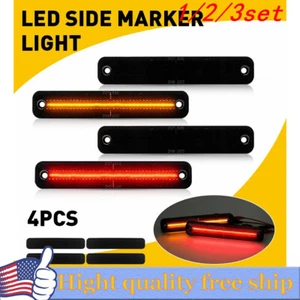 4/8x For 78-79 Ford Bronco Smoked LED Len Side Marker Light Amber Red Waterproof - Picture 1 of 22