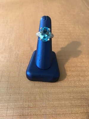 JUDITH RIPKA blue Topaz 925 Silver Cocktail Ring Size 7 - Image 1 of 4