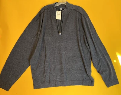 Cutter & Buck Henry Half Zip Sweatshirt Mens 2XB Blue Merino Wool Blend $170 NWT - Image 1 of 4