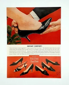 Red Cross Womens shoe ad vintage 1961 black high heel shoe advertisement - Picture 1 of 3