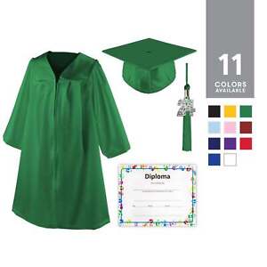 Shiny Kindergarten Preschool Graduation Cap & Gown, Bling Tassel, Diploma