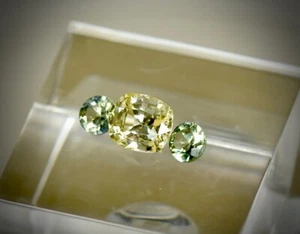 Piedras de acento redondas de zafiro amarillo y zafiro verde claro de 1,16 quilates sin calefacción - Imagen 1 de 3