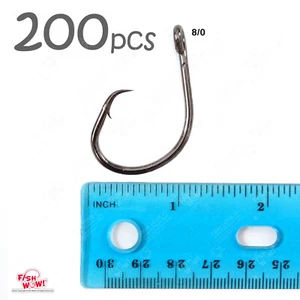 200 piezas Peces WOW!® Tamaño 8/0 Pesca 4x Fuerte Offset Circular Gancho Acero Alto Carbono - Imagen 1 de 4