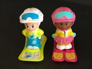Fisher Price Little People Eddie Snowboarder & Tessa Skier Ski Snowboard. - Picture 1 of 5