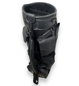 Bacardi Golf Bag Vintage Leather Black Made in USA 6 Way Strap Tour Cart Logo