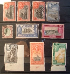 CEYLON 1938 good MNH group of 10 fresh & clean, check scan & notes below? - Picture 1 of 1
