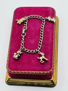 Vintage 1964 Walt Disney Productions goldfarben Emaille Bambi Bettelarmband 5,5 Zoll - Bild 1 von 8