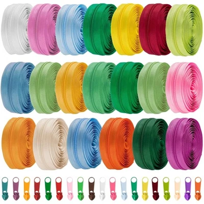 20 Color Bulk Nylon Zippers with 200 Sliders - Ideal for DIY Tailoring & Bags - Image 1 of 4