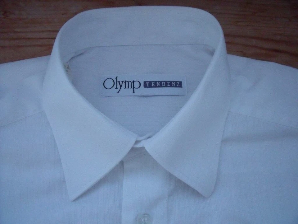 Olymp Camicia a Maniche Corte 39 Bianco Strisce Strutturato Molto Bene #TA1431 - Immagine 1 di 1