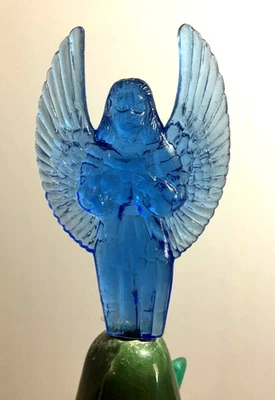 LARGE ANGEL BLUE DETAILED TOPPER Ceramic Christmas Tree VINTAGE - Image 1 of 3
