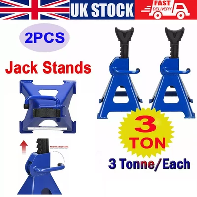 2Pcs Axle Stands Floor Jack Heavy Duty Lifting 3 Ton Capacity Stand Car Caravan - Image 1 of 4