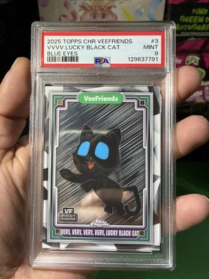 2025 TOPPS VEEFRIENDS VVVV LUCKY BLACK CAT #3 BLUE EYES PSA 9 GEM MT - Image 1 of 3