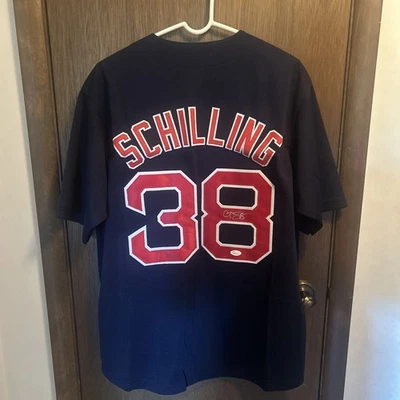 Curt Schilling Autographed Boston Red Sox Custom Jersey JSA COA - Image 1 of 4