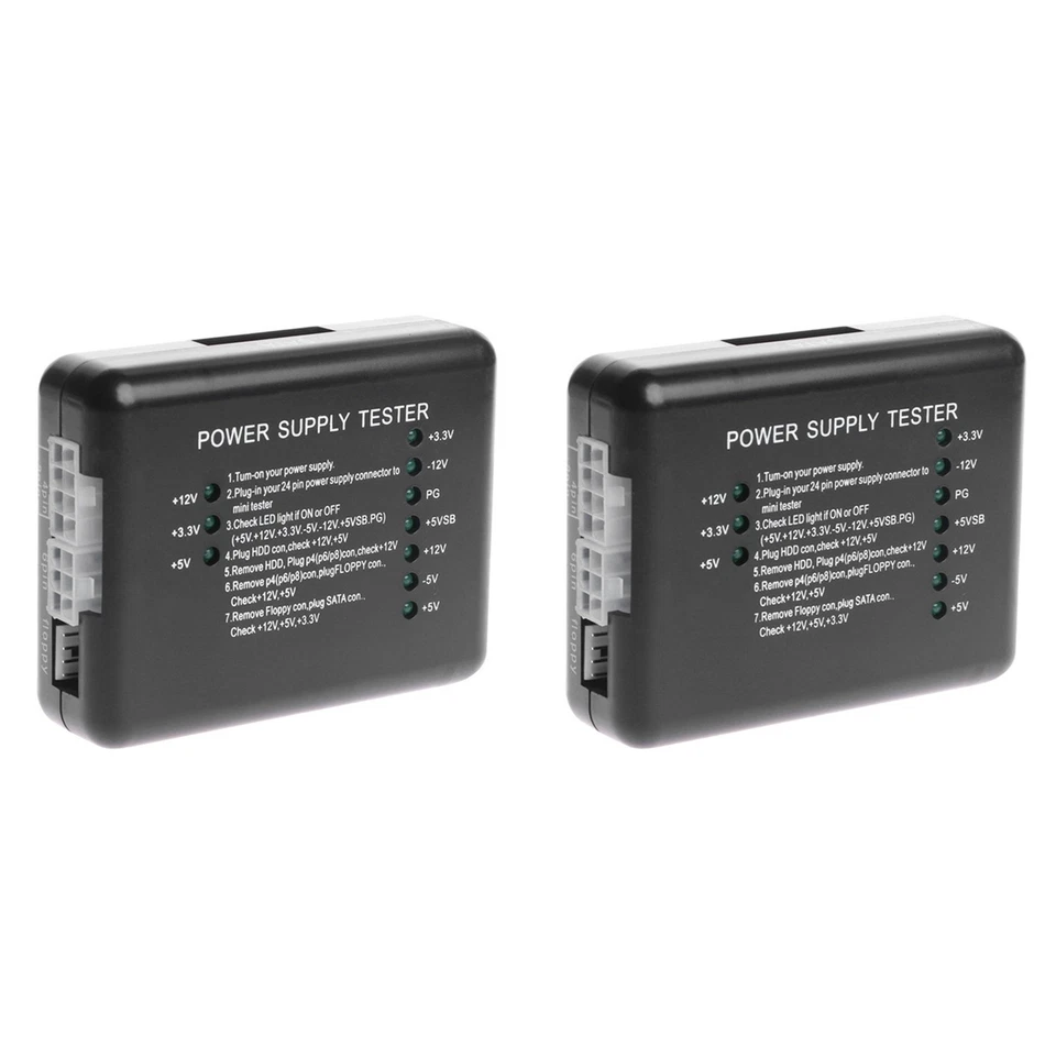 2X PC 20 24 Pin  Supply Tester Checker LED for PSU ATX  HDD Meter Measuring2925 - Image 1 of 4