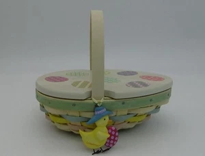 Cesta de Pascua pastel en forma de huevo Longaberger con tapa protectora forrada con lazo 2009 - Imagen 1 de 9