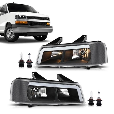Fit For 2003-2019 Chevy Express GMC Savana Van LED DRL Headlights Headlamps Foto 1 de 4