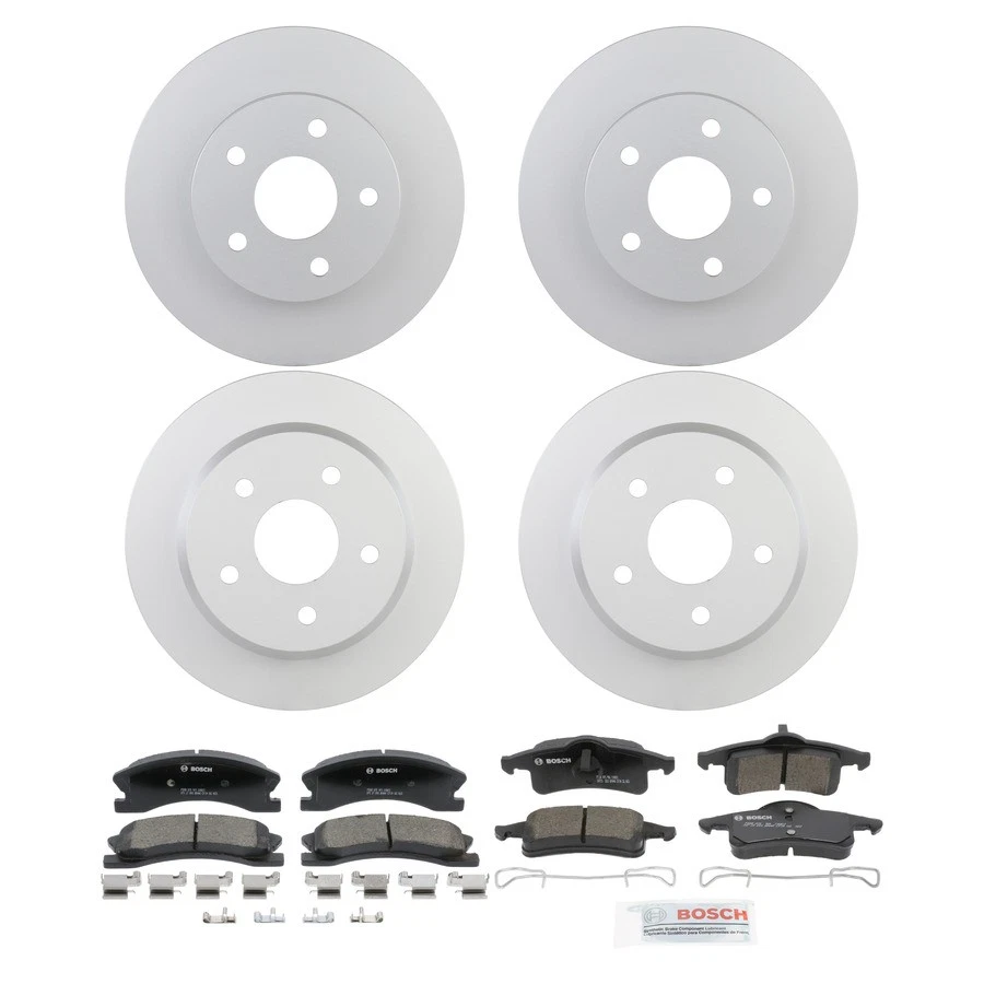 Kit de pastillas de freno y rotor de cerámica Bosch QuietCast para Jeep Grand Cherokee 99-04 Foto 1 de 4