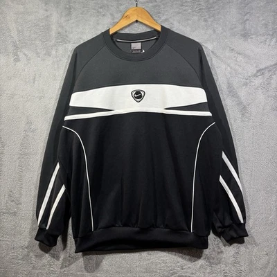 Vintage Y2k Nike Soccer Training Shirt Men Large Center Black White Swoosh Vtg - Image 1 of 4