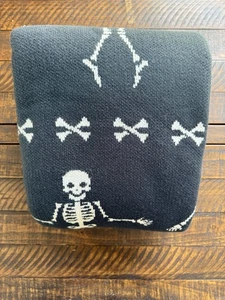 Pottery Barn Halloween Dancing Skeleton Fair Isle Knit Jacquard Throw New! - Picture 1 of 4