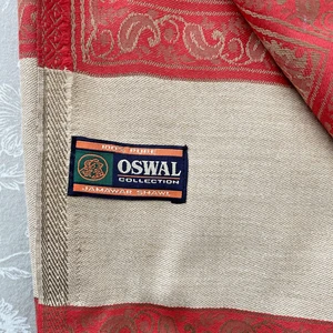 OSWAL COLLECTION 80×39 PAISLEY 100% PURE JAMAWAR SHAWL GOLD, BEIGE, BURNT ORANGE - Picture 1 of 5