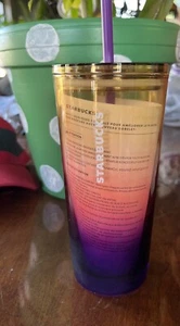Starbucks Fall 2024 Multicolor Gradient 18oz Cold Cup Glass Tumbler NEW - Picture 1 of 3