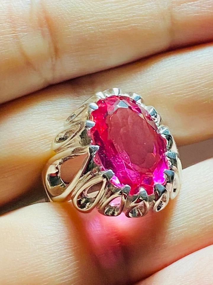 Antiguo anillo de plata 925 con topacio natural para hombre 11 quilates | 10,25 EE. UU. Foto 1 de 4