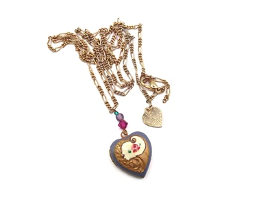Lucy Isaacs NYC Enamel Heart Necklace Locket Rose Charms Glass - Image 1 of 4