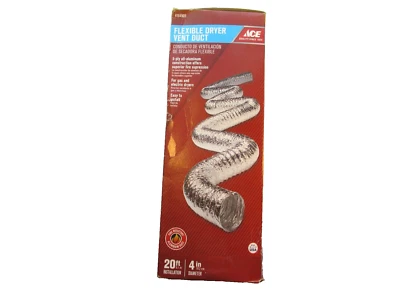 NUEVO ACE 4" X 20FT FLEXIBLE ALUMINIO SECADORA CONDUCTO DE VENTILACIÓN, RESISTENTE AL FUEGO, 4164505 Foto 1 de 4