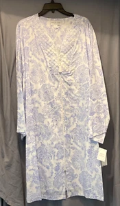 Miss Elaine NOS blue and white zip up duster robe size XL - Picture 1 of 5