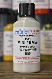 Pepper White 850 Touch Up Kit BMW Mini Cooper Bottle Brush Repair Paint Chip - Picture 1 of 8