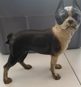 Hubley Large Boston Terrier Dog Cast Iron Door Stop 10” Antique Heavy - Picture 1 of 9