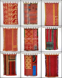 Vintage Kantha Cotton Old Recycled Quilted Cotton curtain Handmade Curtains - Picture 1 of 19