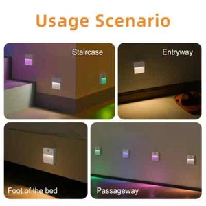LED Motion Sensor Light Usb RGB Charging Square Lamp for Bedroom Kitchen Stair - Picture 1 of 9