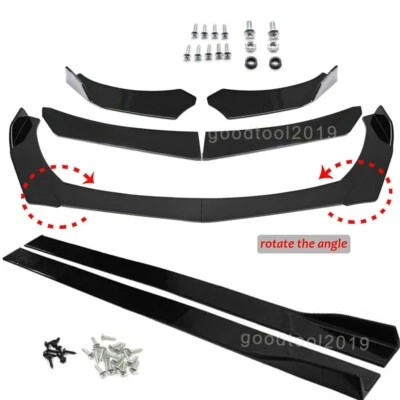 Carbon Fiber Style Front Bumper Lip Spoiler + 86.6" Side Skirts For BMW F10 F11 - Image 1 of 4