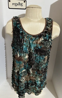 Blusa para mujer Studio Works Top forrada con volantes en capas talla XL sin mangas Foto 1 de 4