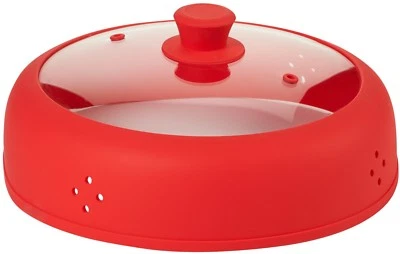 BEZRAT Microwave Plate Cover - Vented Glass & Silicone Food Splatter Guard - Large 12"